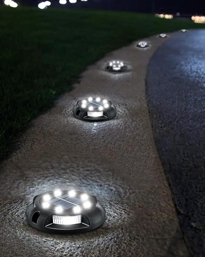 Biling Solar Outdoor Lights - 12 Pack, Bright Uplight Sidelight, Waterproof Deck Lights for Yard, Walkway, Garden, Poolside (White) by GreenHaven Gardens