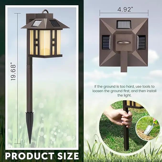 GIGALUMI Japanese Decor Solar Lights for Outside, Pathway Lights 4 Pack - Lawn/Patio/Yard/Walkway/Driveway Decoration by GreenHaven Gardens