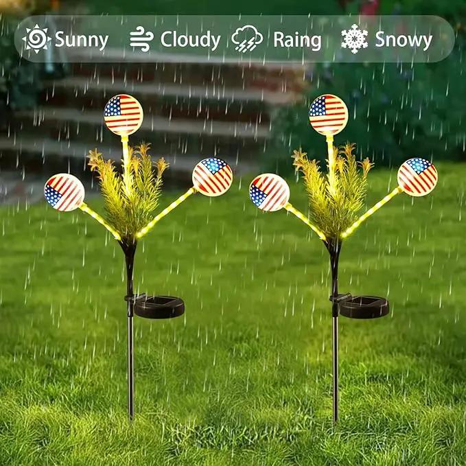 Solar Lights Outdoor Waterproof, 2 Pack American Flag Garden Lights for Yard,Garden,Patio,Pathway Decoration, Landscape Ambient Lighting for Festival,Holiday,Party,Christmas Gifts New Year Decorations by GreenHaven Gardens