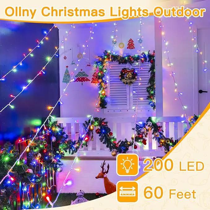 Ollny Christmas Lights Outdoor 200LED 60FT, Multicolor Connectable Plug in Fairy Light Indoor, 8 Modes Waterproof Timer Plug in LED String Lights for House Outside Bedroom Patio Balcony by GreenHaven Gardens