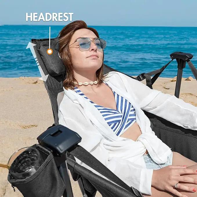 Portal Hammock Camping Chair, Portable Outdoor Swinging Chairs, Rocking Chair for Adults with Adjustable Back and Height for Lawn, Backyard, Patio, Supports 400 lbs, Breathable Mesh High Back, Black by GreenHaven Gardens