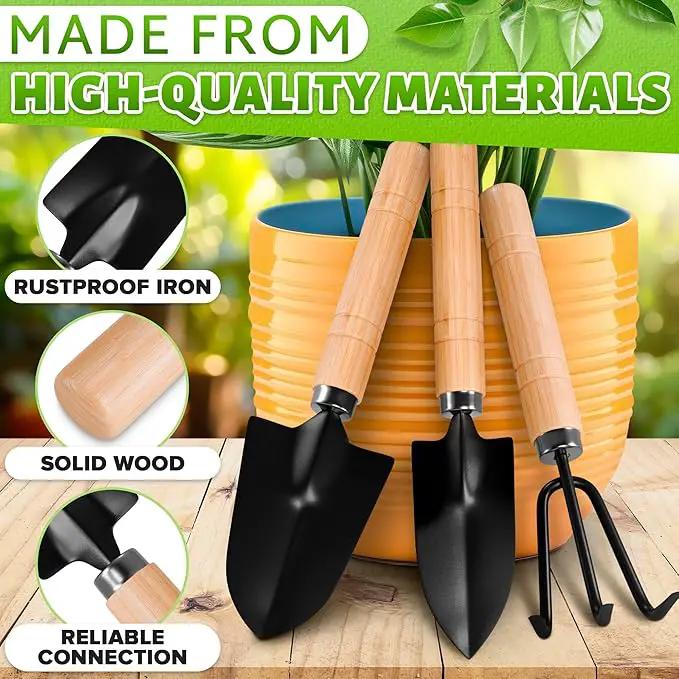 Mini Garden Tools - 3Pcs Indoor Plant Tools Set Indoor Gardening Tools Small Garden Shovel Mni Rake Small Gardening Tools Set Hand Rake Gardening Spade Gardening Supplies Indoor Garden Trowels by GreenHaven Gardens