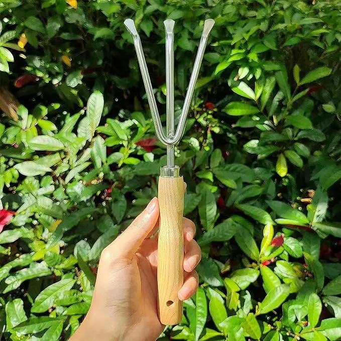 Japanese Hand Cultivator Garden Tool - Hand Rake - Garden Cultivator Hand Tools for Weeding and Turning Soil, Heavy Duty Stainless Steel Blade Gardening Hand Tool with Hang Hole by GreenHaven Gardens