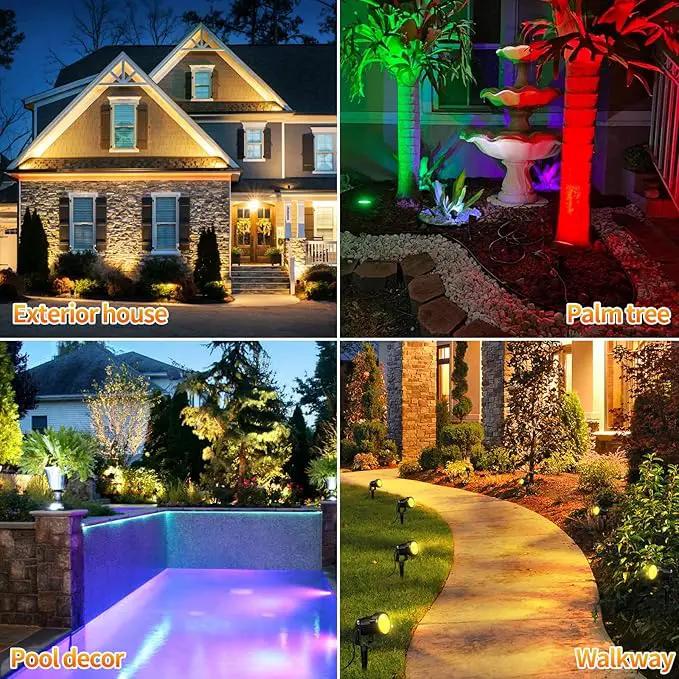 OurLeeme Lawn Flood Light Stake, 2-in-1 Waterproof Outdoor Remote controlle Landscape Lighting Spotlight Wall Light for Yard Garden Driveway Pathway Pool(2 Pack) by GreenHaven Gardens