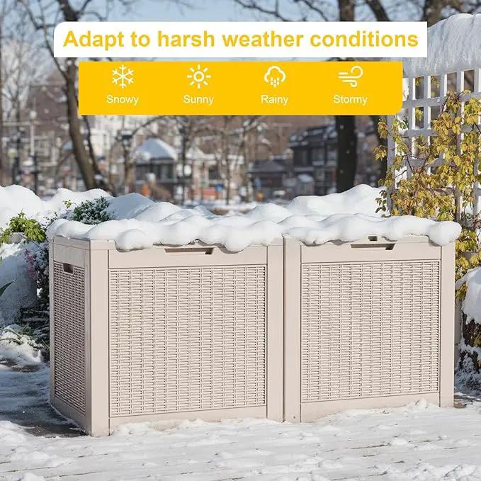 31 Gallon Outdoor Storage Box – Waterproof Deck Box for Garden & Patio,Light Brown by GreenHaven Gardens