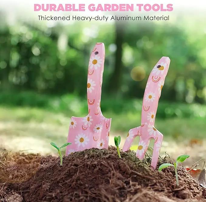 WORKPRO Aluminum Garden Tool Set, 4PCS Heavy Duty Hand Garden Tools with Box Include Trowel, Rake, Pruner, Garden Gloves, Pink, Garden Gifts by GreenHaven Gardens