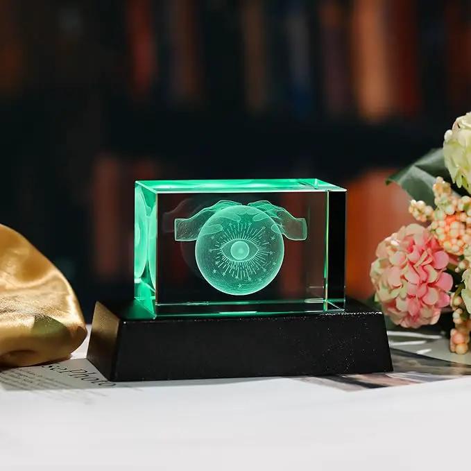 Qianwei 3D Crystal Evil Eye Decor - Evil Eye Light Halloween Witch Figurines Occult Medieval Goth Satanic Home Desk Decor Witchy Gifts Horror Lilith Statue by GreenHaven Gardens
