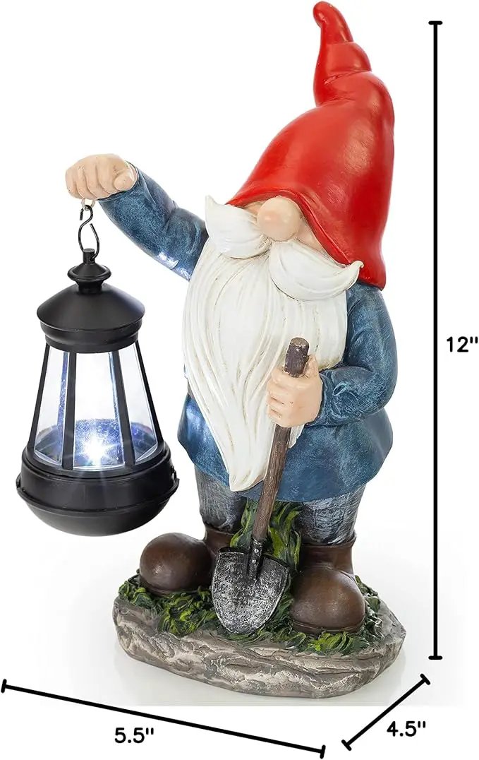VP Home Earnest Garden Gnomes with Lantern Lawn Gnome Great Addition for Your Garden Solar Powered Light Garden Knome Christmas Decorations Gifts for Outside Patio Lawn by GreenHaven Gardens