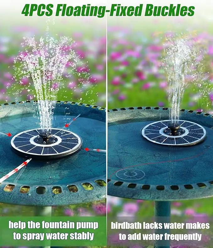 SZMP Solar Fountain Upgraded 100% Glass Panel, 3.5W Floating Solar Powered Water Pump Built-in 2000 Battery with 7 Nozzle & 4 Fixer, Solar Bird Bath Fountains for Garden, Pond, Outdoor (White) by GreenHaven Gardens