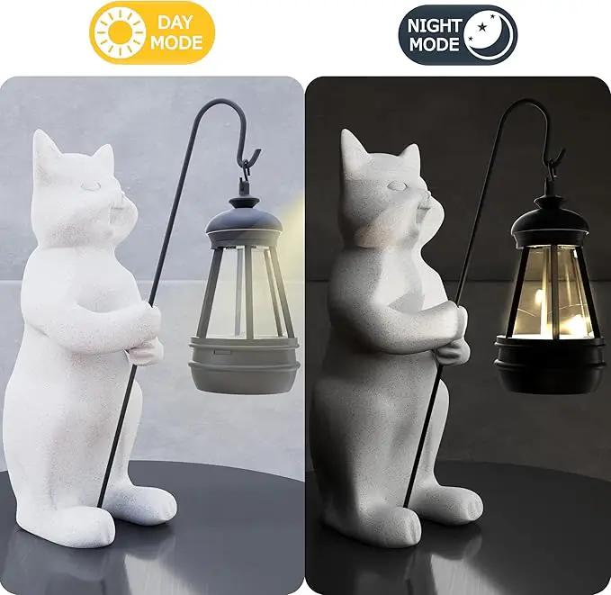 Solar Cat Garden Statue 10 Inch Porch Patio Decor for Outside Yard Decoration Outdoor Unique Housewarming Gardening Birthday Gifts for Cat Lovers Women Grandma by GreenHaven Gardens