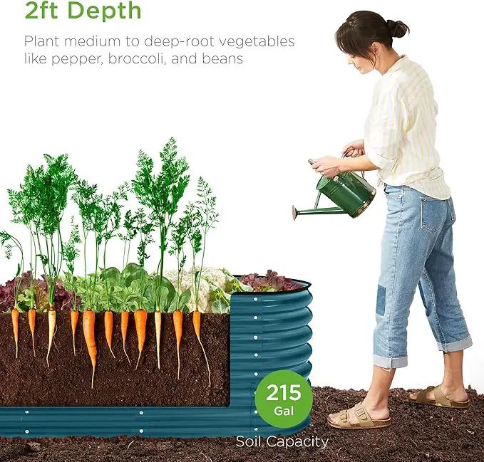Best Choice Products 8x2x2ft Metal Raised Garden Bed, Oval Outdoor Deep Root Planter Box for Vegetables, Herbs w/ 4 Support Bars, 215 Gal Capacity - Peacock Blue by GreenHaven Gardens