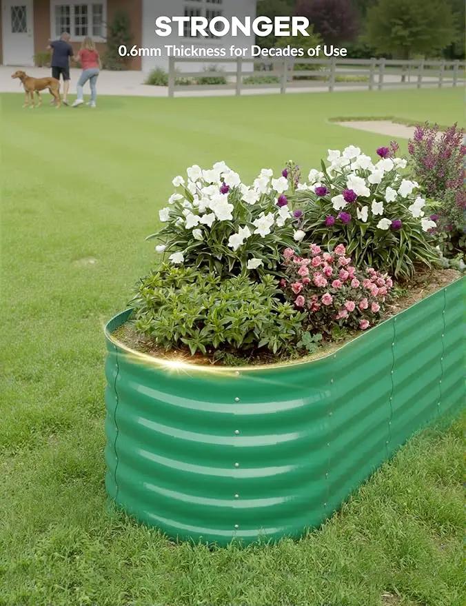 8x2x1.5ft Raised Garden Bed,Galvanized Raised Planter Boxes Outdoor with Easy Assembly, Large Garden Bed for Vegetables, Fruits, Flower,Raised Garden Bed,Green by GreenHaven Gardens