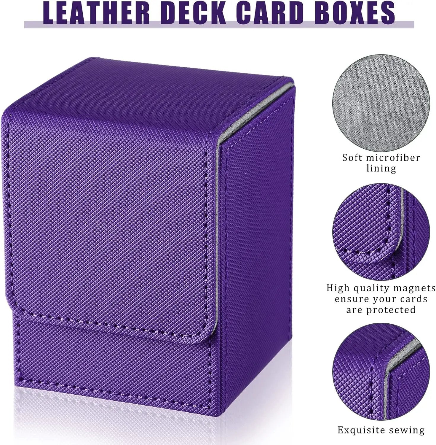 Yookeer 4 Pieces Leather Deck Card Boxes Cards Deck Game Box for Collectible Playing Card Box Compatible with MTG Commander(White, Black, Purple, Yellow,Vertical) by GreenHaven Gardens