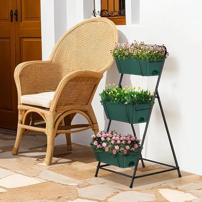 Vertical Raised Garden Bed 3 Tier Garden Planter Standing Planter Box Herb Garden Planter Outdoor and Indoor for Vegetables Flowers Green by GreenHaven Gardens