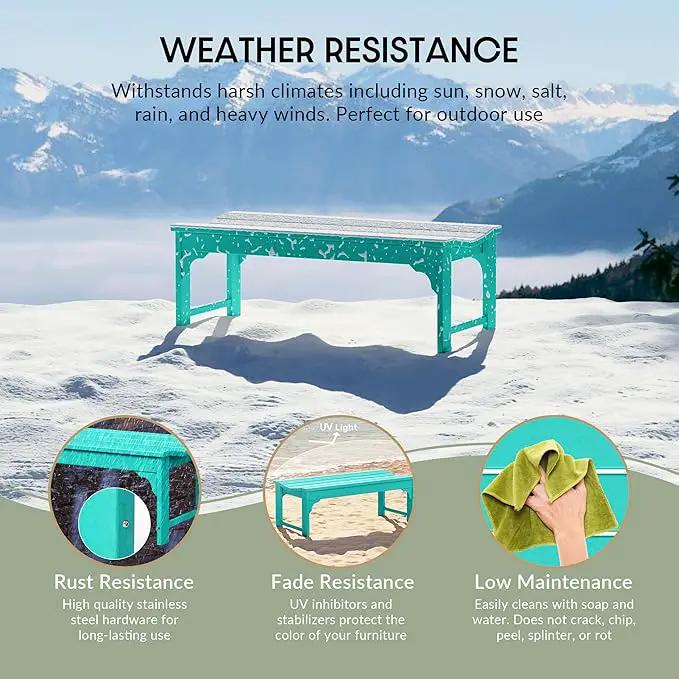 WestinTrends Malibu Outdoor Bench, All Weather Resistant Poly Lumber Backless Patio Garden Bench, Adirondack Curved Bench Seat for Comfort, Turquoise by GreenHaven Gardens