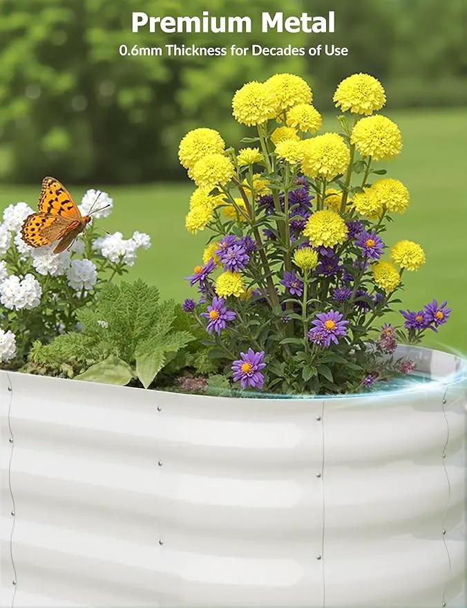 4x2x2 ft Raised Garden Bed,Galvanized Raised Planter Boxes Outdoor with Easy Assembly, Large Garden Bed for Vegetables, Fruits, Flower,Raised Garden Bed,Beige by GreenHaven Gardens