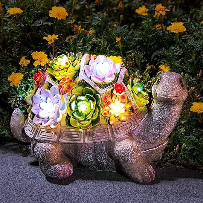 GIGALUMI 11.5 Inch Solar Garden Statues Turtle Figurine Lights for Outside Garden Decor, Yard Decorations Outdoor Housewarming Gifts for Mom, Women for Mothers Day by GreenHaven Gardens