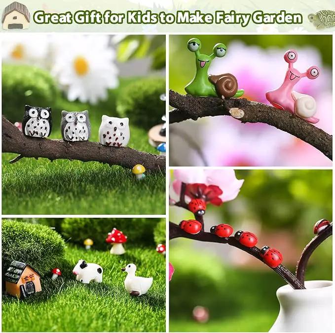 172Pcs Miniature Fairy Garden Accessories Including 100Pcs Fixed Pins, modacraft Fairy Garden Kit Fairy House Animal Figurines Mini Landscape for Garden Dollhouse Potted Plant Bonsai Terrarium Décor by GreenHaven Gardens