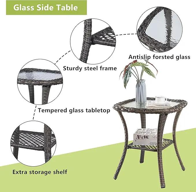 Outdoor Wicker Patio Furniture Set - 6 Piece Rattan Patio Conversation Set with 2 Rocking Swivel Chairs,2 Ottomans,1 Loveseat and 1 Side Table for Porch Deck Backyard Garden(Mixed Grey/Blue) by GreenHaven Gardens