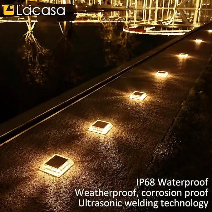 Lacasa Outdoor Solar Light, 4 Pack 30LM IP68 Waterproof Solar Garden Light Auto On/Off Solar Lighting for Stairs Paths Paths Paths Patio Deck Dock, Warm White 2700K by GreenHaven Gardens