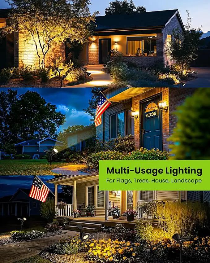 Solar Spot Lights Outdoor Waterproof, Flag Pole Light Solar Powered Halloween Lights, Landscape Spotlights for Tree, House, Yard, Garden, Christmas Decorations-2Pack Warm White by GreenHaven Gardens