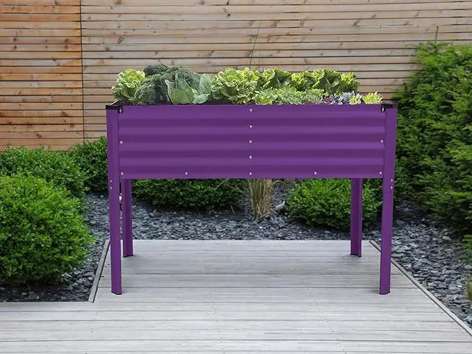 Galvanized Raised Garden Beds Outdoor with Legs // 48×24×31in Elevated Planter Box for Vegetables, Flowers (Purple) // Large Metal Garden Bed for Backyard Patio Gardening by GreenHaven Gardens