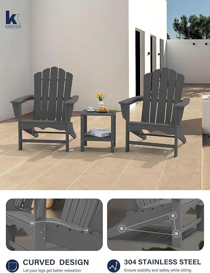 KINGYES HDPE Adirondack Chair Set of 4, Classic Oversize Adirondack Chair, Grey by GreenHaven Gardens