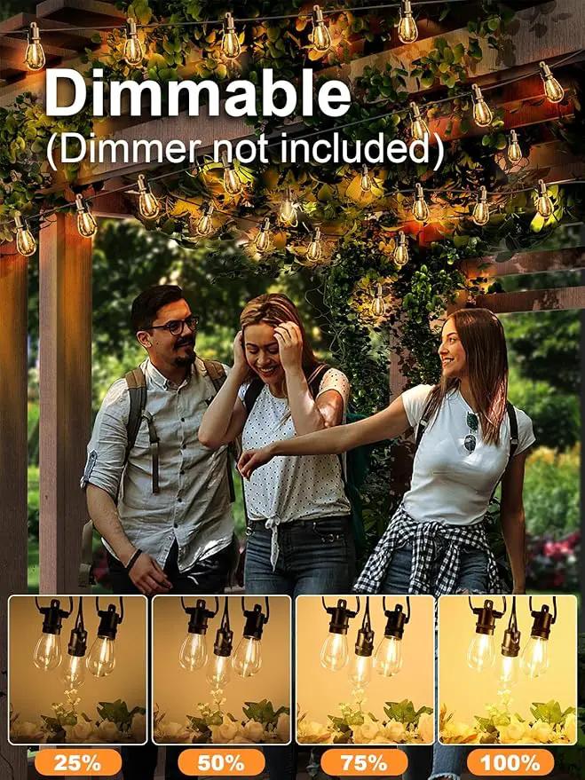 Svater Outdoor String Lights 150 FT, Patio Lights for Outside with Shatterproof Bulbs, IP65 Waterproof Commercial Grade LED Hanging Light for Backyard Bistro Market Cafe, Black by GreenHaven Gardens