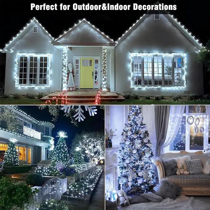 66ft 200 LED Christmas String Lights Indoor Outdoor - White Christmas Lights Outdoor Clear Wire Waterproof, 8 Modes Connectable Fairy String Lights Plug in for Bedroom Room Wedding Decorations by GreenHaven Gardens