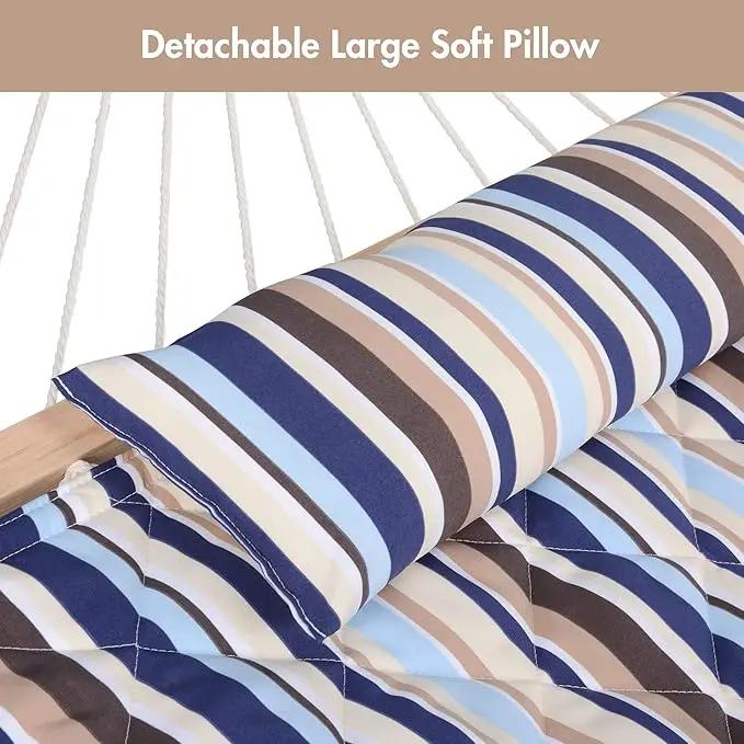 ANOW Outdoor Double Hammock with Stand, Portable Hammock with Detachable Pillow and Pad for Garden Yard Outside, 450 LBS Weight Capacity, Blue Seaside by GreenHaven Gardens