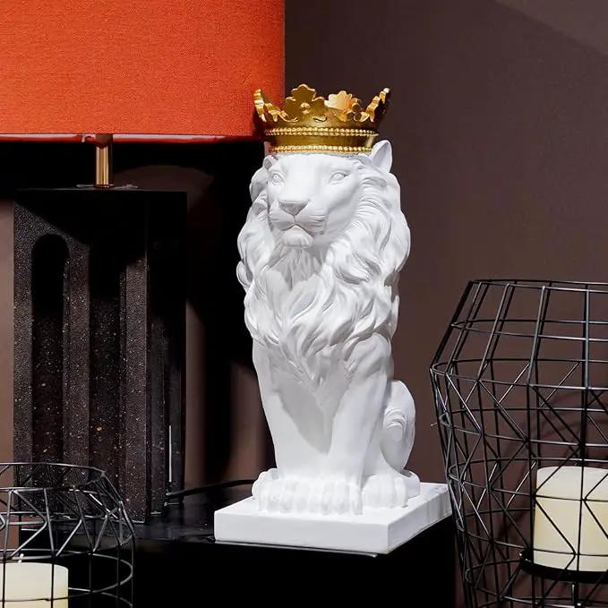 LCdecohome Sculptures Home Decor Lion Statue 15 Inch White Lion Decoration for Living Room 8.5 * 5.5 * 15 Inch by GreenHaven Gardens