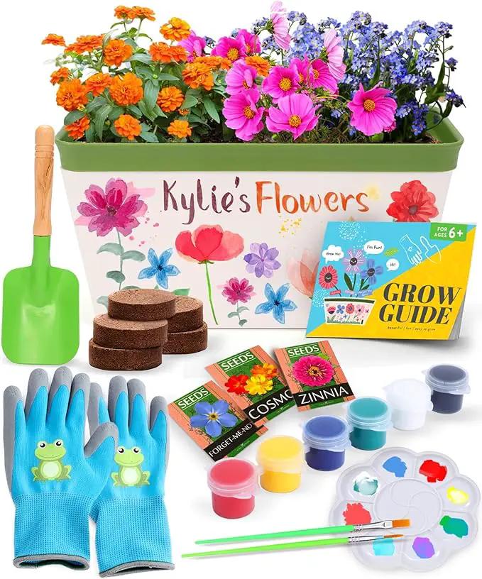 Home Grown Paint & Grow Flower Gardening Kit Set for Boys and Girls - Craft Activity Toy for Kids, Ages 5 6 7 8-12 Years Old - Unique Birthday Present - Plant Gift Toys by GreenHaven Gardens