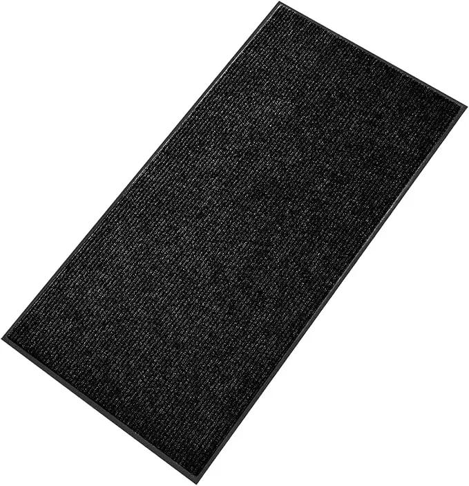 fani Heavy Duty Large Outdoor Indoor Entrance Black Doormat Waterproof Low Profile Entrance Rug Front Door Mat Patio Anti-Skid Rubber Back, 48x96 inch (Black) by GreenHaven Gardens