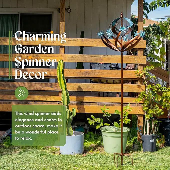 Outdoor Metal Wind Spinner for Yard Garden - Large Kinetic Wind Sculptures Spinners Outdoor, Gift for Birthday, Anniversary, Housewarming, Christmas (W26 x H86) by GreenHaven Gardens