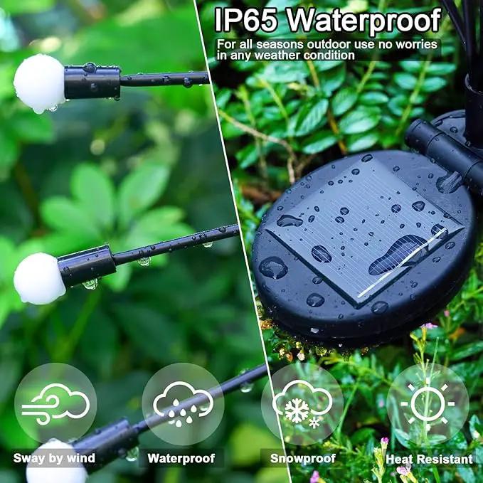 4Pack 32LED Spring Solar Swaying Lights Outdoor Solar Powered Firefly Lights Garden Decor Waterproof Pathway Light Sway by Wind Landscape Lights Warm Yellow for Pathway Lawn Patio Courtyard Decor by GreenHaven Gardens