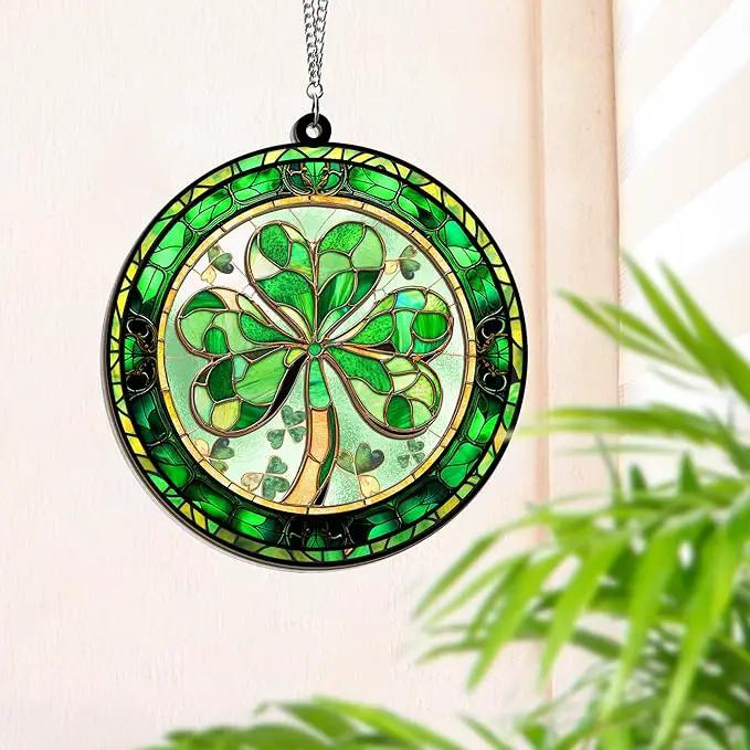 St Patricks Day Decorations - Irish Gifts for Women Men Friends Family, Shamrock Decorations, St Patricks Day Accessories - Double Layered Hanging Suncatcher 12 in by GreenHaven Gardens