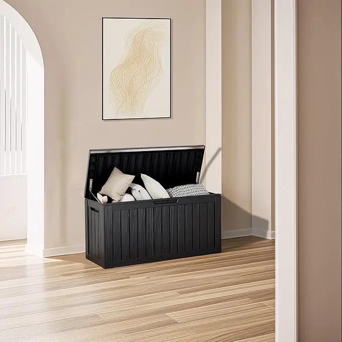 80 Gallon Outdoor Cushion Storage - Waterproof Deck Storage Box & Patio Storage Box, SpaceMax Resin Chest with Lock for Pool/Garden Tools, UV-Resistant, Onyx Black by GreenHaven Gardens