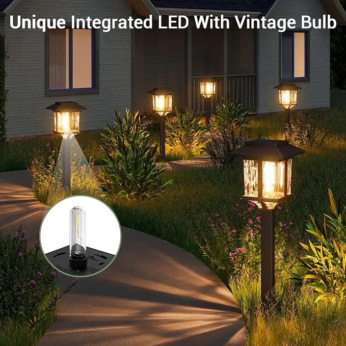XMCOSY+ Solar Pathway Lights Outdoor, 2-Tone LED Waterproof Garden Outdoor Lighting for Yard Stainless Steel & Glass Solar Powered Landscape Walkway Driveway Decor (Warm White) by GreenHaven Gardens
