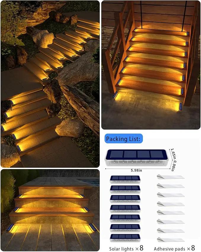 Solar Step Lights for Outside,8 Pack Solar Stair Lights Outdoor Waterproof,Warm White Deck Light Solar Powered Waterproof for Steps,Stairs,Walkway,Sidewalk,Patio,Pathway by GreenHaven Gardens