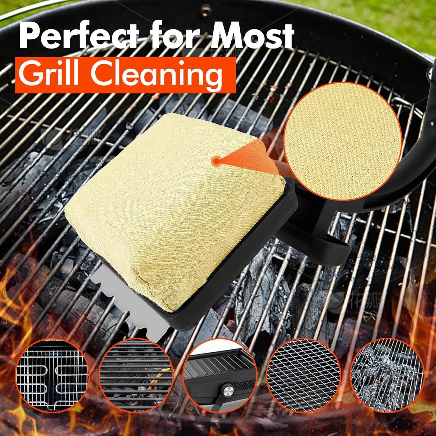 DR DAPPER Grill Brush Scraper Replace Head BBQ Cleaning Brush Bristle Free Upgraded Steam Scrubber Grill Cleaner Accessories Cloth Brush Tool for Cast Iron Stainless-Steel Grates Grill Cleaner Brushes by GreenHaven Gardens