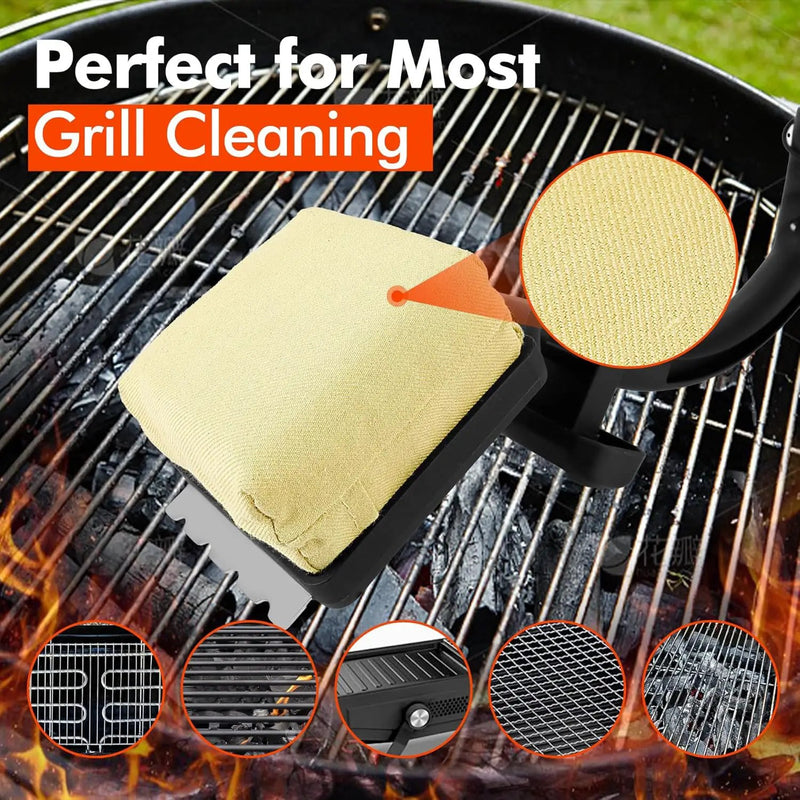 DR DAPPER Grill Brush Scraper Replace Head BBQ Cleaning Brush Bristle Free Upgraded Steam Scrubber Grill Cleaner Accessories Cloth Brush Tool for Cast Iron Stainless-Steel Grates Grill Cleaner Brushes by GreenHaven Gardens