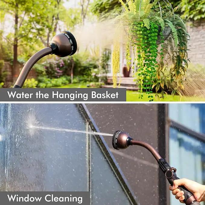 RESTMO Watering Wand, Heavy Duty Metal Garden Hose Wand with Thumb Flow Control, 15-Inch Long Hose Nozzle Sprayer with 10 Spray Patterns, Ideal to Water Hanging Baskets and Shrubs, Oil Rubbed Bronze by GreenHaven Gardens