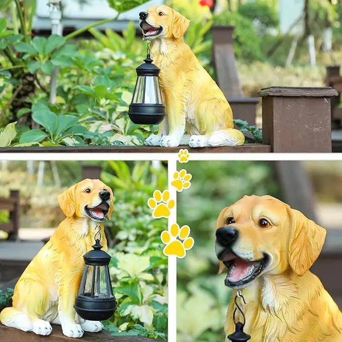 Afirst Solar Dog Statue Garden Decor, Outdoor Statue Decor with Solar Lantern Lovely Golden Retriever Figurine Patio Lawn Yard Art Ornaments Housewarming Gift by GreenHaven Gardens