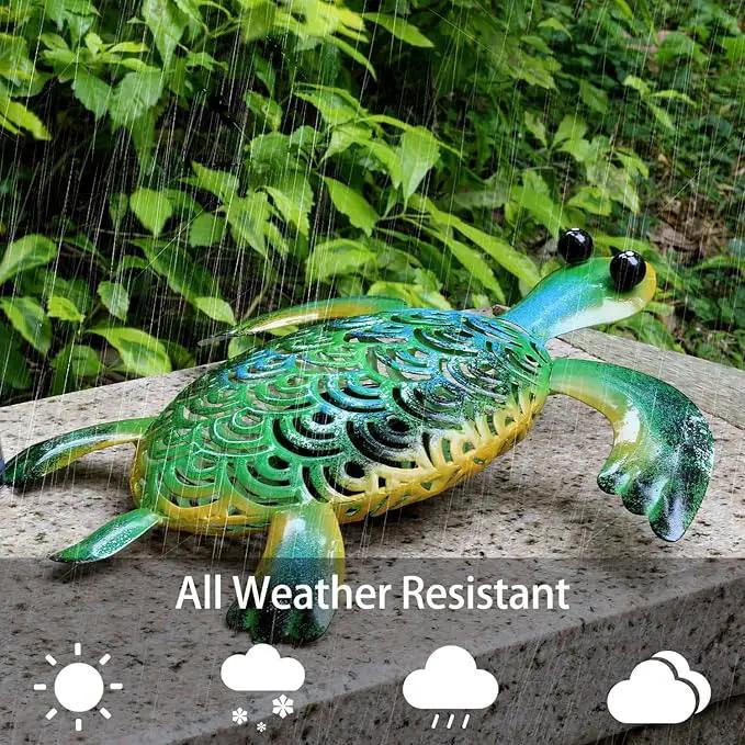 Natelf Solar Powered Turtle Statue Outdoor Decor Metal Animal Yard Art Waterproof Outdoor Sculptures for Patio, Yard, Balcony, Yard Ornament - Unique Housewarming Gifts by GreenHaven Gardens