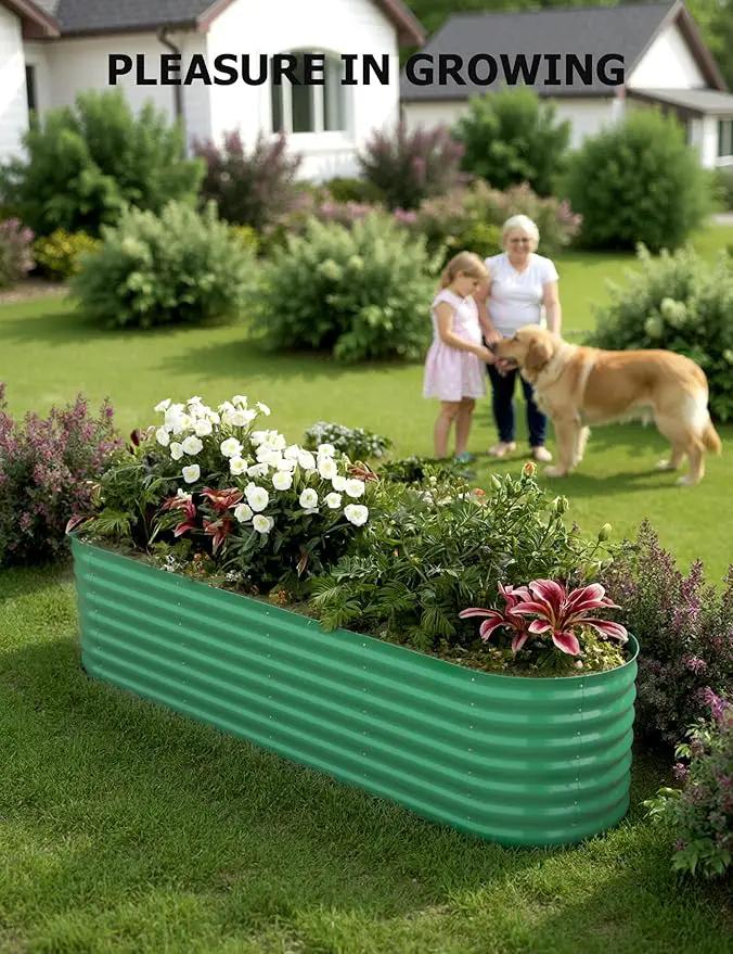 8x2x1.5ft Raised Garden Bed,Galvanized Raised Planter Boxes Outdoor with Easy Assembly, Large Garden Bed for Vegetables, Fruits, Flower,Raised Garden Bed,Green by GreenHaven Gardens