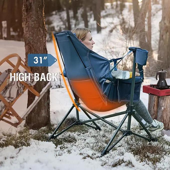Portal Heated Hammock Camping Chair, Portable Outdoor Swinging Chairs, Rocking Chair for Adults with Adjustable Back and Height for Lawn Backyard Patio, Supports 400 lbs, Blue by GreenHaven Gardens