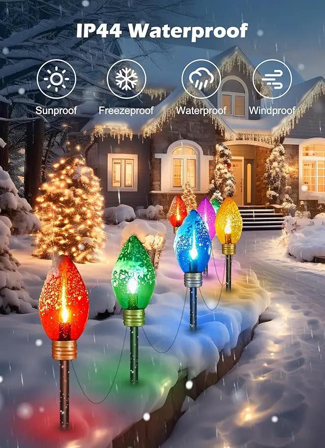 Minetom 2 Pack 11Feet 5 LED Super Jumbo Christmas String Lights or Pathway Marker Lights, Outdoor Xmas Decorations- Jumbo C9 Hanging Lights Waterproof Lawn Dec for Holiday Home Tree Roof Yard Garden by GreenHaven Gardens