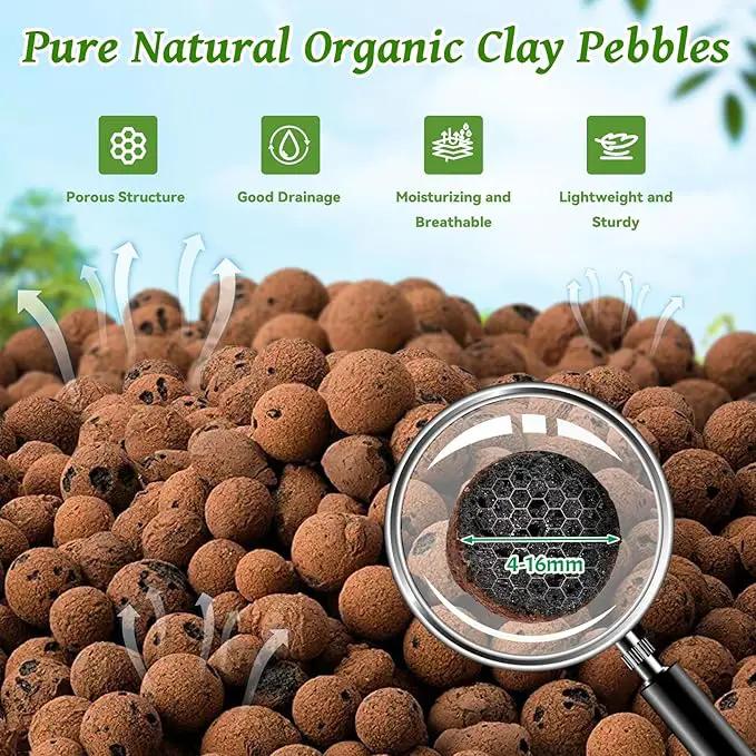 Riare 16 LBS Organic Expanded Clay Pebbles for Plants- 4mm-16mm Natural Leca Balls Lightweight Hydroponic Clay Pebbles Aggregate for Indoor Plants, Hydroponic Growing, Plants Drainage, Aquaponics by GreenHaven Gardens