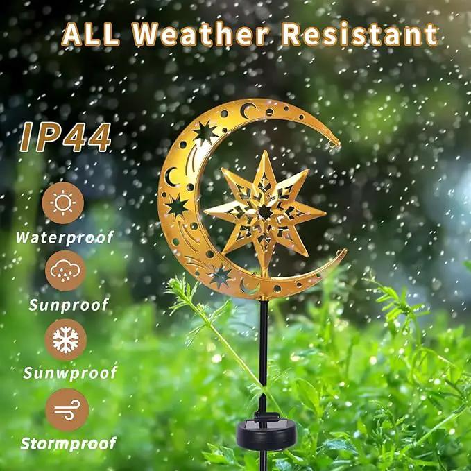 Charming Garden Decor- Solar Lights for Unique Yard Decorations Outdoor, Featuring Moon and Star Design with LED Illumination, Perfect for Enhancing Your Garden's Nighttime Ambiance by GreenHaven Gardens