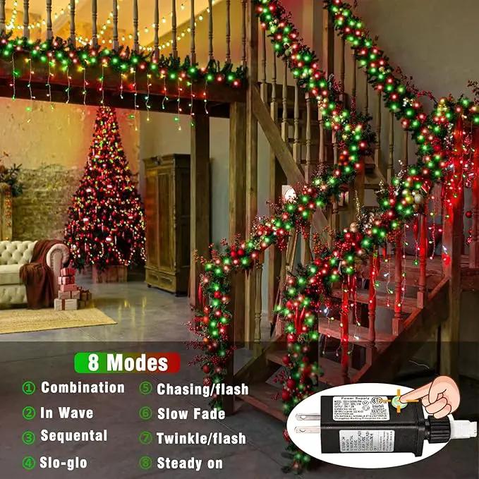 500 LED Halloween Lights Outdoor - 165ft Red and Green Christmas String Lights Indoor Clear Wire 8 Modes Plug in Waterproof Twinkle Fairy Lights for Indoor Outside Bedroom Home Party Decorations by GreenHaven Gardens
